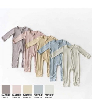 GOTS GRS Certified Bamboo Cotton Baby Clothes Manufacturer Baby Romper Zipper Long Sleeve Onesie Baby Clothes