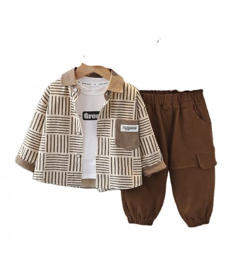 New Trendy High Quality Children Leisure Suit Organic Cotton Baby Boys Boutique Clothes Classic Stripe Kids Shirt Sets New Trendy High Quality Children Leisure Suit Organic Cotton Baby Boys Boutique Clothes Classic Stripe Kids Shirt Sets