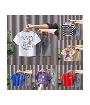 Wholesale Children Clothing Set 1-7year 2pcs Baby Boy Summer Clothing Set Toddler animal print T-shirt +short pant boy cloth
