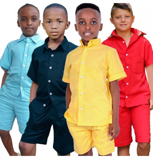 Boys' Set 2023 Casual Short Set Sleeve Shirt Beach Shorts Set Boys Solid Suit Button Top With Shorts Baby Clothes Summer Boys' Set 2023 Casual Short Set Sleeve Shirt Beach Shorts Set Boys Solid Suit Button Top With Shorts Baby Clothes Summer