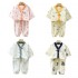 Summer children light double cotton long sleeved trousers home dress cute boys and girls clothing set