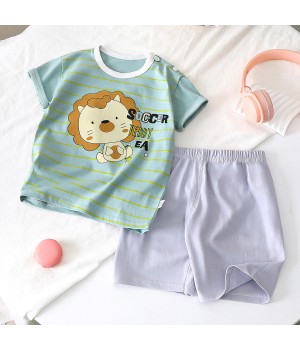 Children's short-sleeved suit summer cotton boy's clothes wholesale new girl's t-shirt summer baby children's clothing
