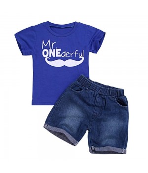 Fashion Boy Clothes Summer Casual Sweatshirt + Jeans 2 Piece Set Children Clothes Set Short Sleeve T-shirt and Denim Pants Suits