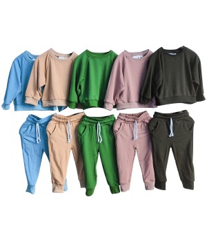 Custom bamboo baby clothes sets Sweatershirt jogger outfit casual french terry tracksuit clothes set