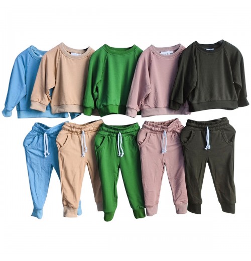 Custom bamboo baby clothes sets Sweatershirt jogger outfit casual french terry tracksuit clothes set