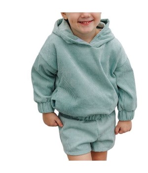 Custom Unisex Soft Corduroy Set For Kids Toddler Corduroy Hoodie Sets Clothing Set For Spring