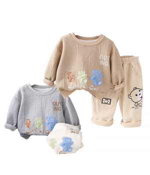 Cozy Winter Kids' Alphabet Hoodie Set for Children - Customizable Two-Piece Casual Fashion Dress