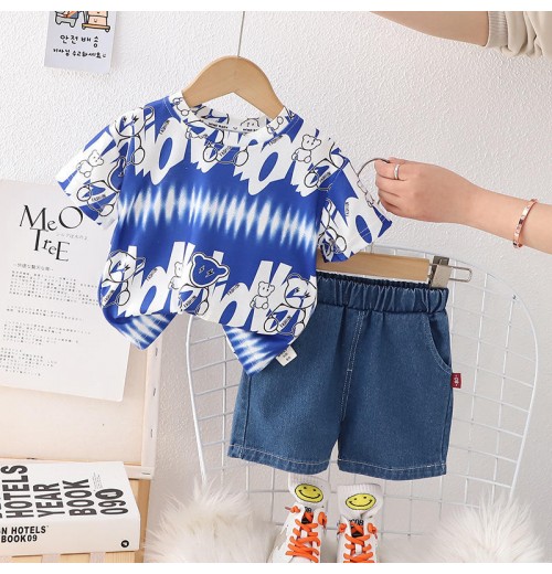 Children's short -sleeved suit Summer cotton boys' clothes wholesale 2023 new girl T -shirt summer clothes baby children's cloth Children's short -sleeved suit Summer cotton boys' clothes wholesale 2023 new girl T -shirt summer clothes baby children's cloth