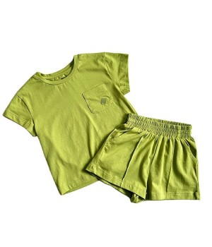 Baby toddler clothing set summer short-sleeved girls T-shirt shorts set solid color fashion new baby cloth set
