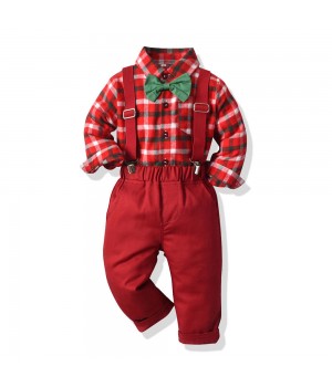 Spring Autumn Boutique Toddler Boy Clothes Plaid Shirt Pants Children Clothing Boys Clothing Sets Kids Christmas Outfit Clothe