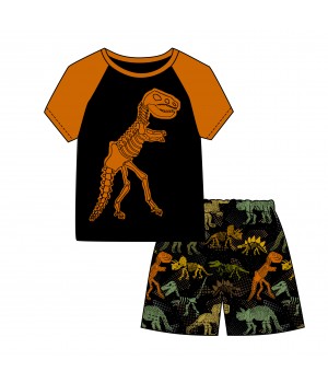 2022 New arrival baby boys outfit 2 pieces raglan sleeve milk silk print summer boy's clothing sets