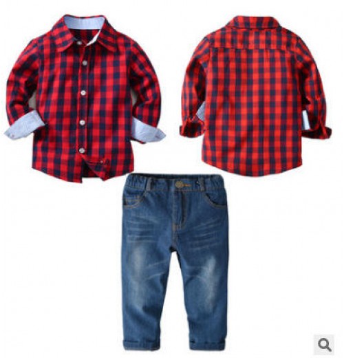 Newborn Baby Set Small Kids Cloth Wholesale Plaid Shirt Long Sleeves Beautiful Jeans 2 Pieces Boyset Newborn Baby Set Small Kids Cloth Wholesale Plaid Shirt Long Sleeves Beautiful Jeans 2 Pieces Boyset