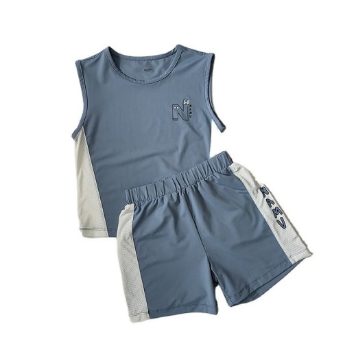 Summer Baby Unisex Solid Cotton Clothes Sports Leisure Sleeveless Suit Boys Girls Baby Shorts Two-piece Set Summer Baby Unisex Solid Cotton Clothes Sports Leisure Sleeveless Suit Boys Girls Baby Shorts Two-piece Set