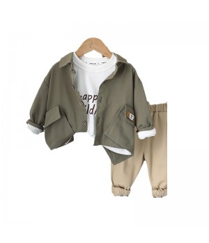 Adorable Baby Boy's Solid Color Cotton Fall Clothing Set