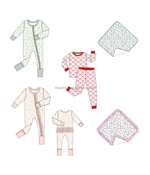 Bamboo Baby Clothes Double Zippers Rompers Jumpsuit Kids Baby Onesie Footed Sleepwear Kids Pajamas Wholesale