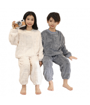 Good Quality Flannel Winter Kid Home Wear Suit Pajamas Coral Fleece Pajama Soft Velvet Pyjamas Set Thick Clothes Children