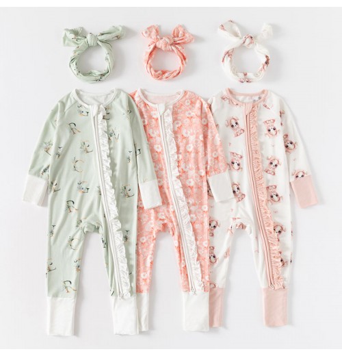 AustinBella High quality suppliers vendors custom boutique organic bamboo viscose spandex zipper baby romper girl flower blanket AustinBella High quality suppliers vendors custom boutique organic bamboo viscose spandex zipper baby romper girl flower blanket