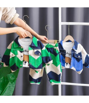 spring baby boy clothes set children's leisure sportswear boys tie-dye printed jacket and trouser suit