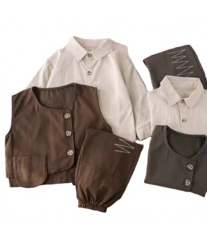 High Quality Solid Color Fall Children Printed Kids Fashion Boutique Clothing Boy Cotton Clothes Sets