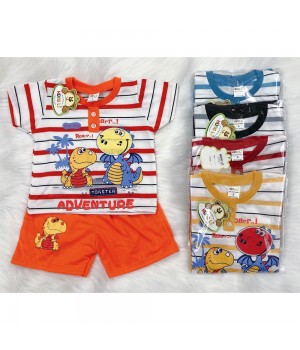 2021 children fall Vietnam asian striped cartoon wholesale baby suit boutique boy kids clothing set